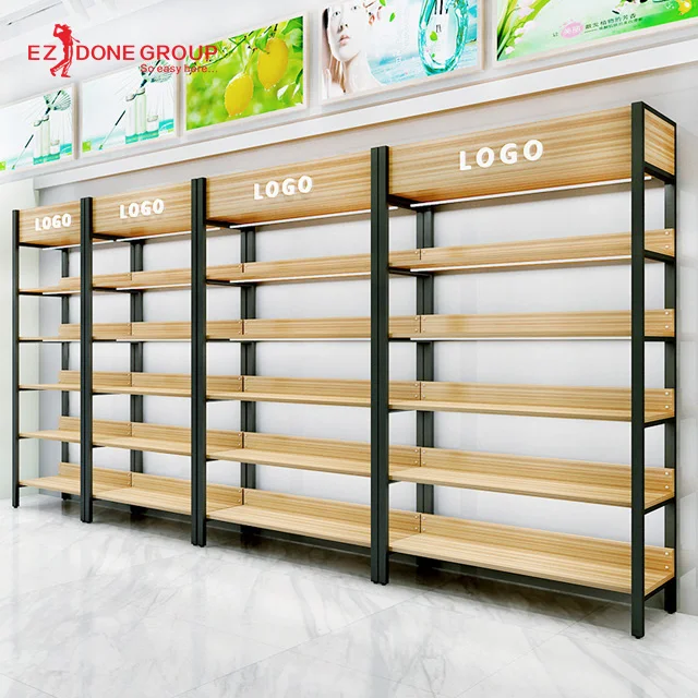 
Retail store display rack cosmetic single side shelving 