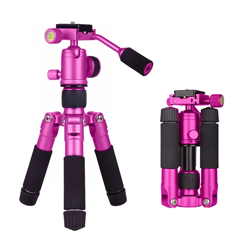 Mini Tripod Holder Small Lightweight Tripod 2 Way Fluid Pan Head for DSLR Video Cameras Table Tripod with Pan Head 2 Sections