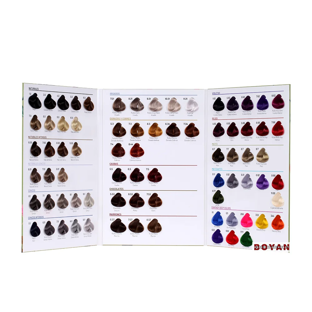 Professional hair color swatch chart to show the colors for salon