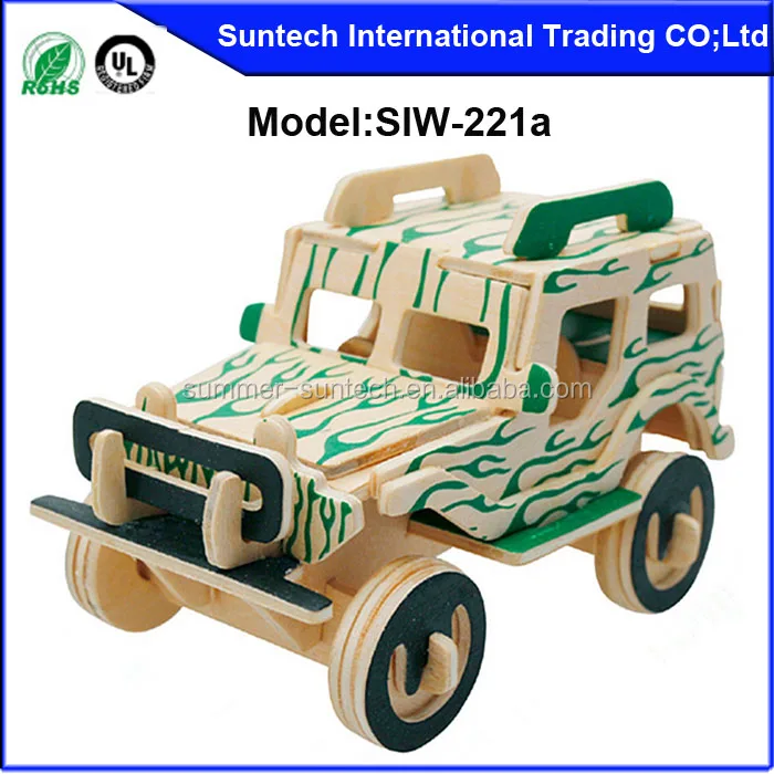 3D wood puzzles car model kids toys handmade wooden jigsaw puzzles crafts for home decor creative wood carving statue