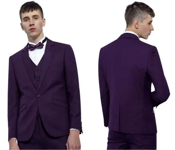 Purple fashion office uniform custom Italian style high quality one button suit for young men