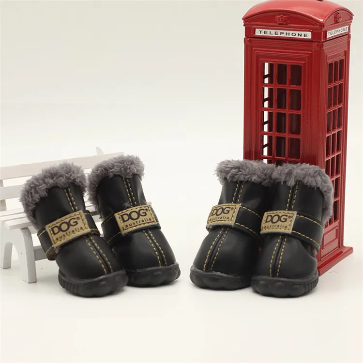 PU Leather Nonslip Pet Booties Winter Snow Dog Shoes Wholesale for Teacup Chihuahua Yorkie