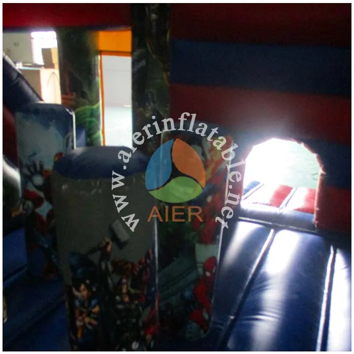 2017 Aier hot sale superhero inflatable bouncer combo/ inflatable castle combo