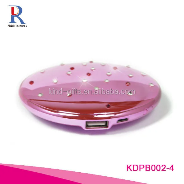 Glitter mobile charger power bank high capacity Power Bank with cosmetic mirror