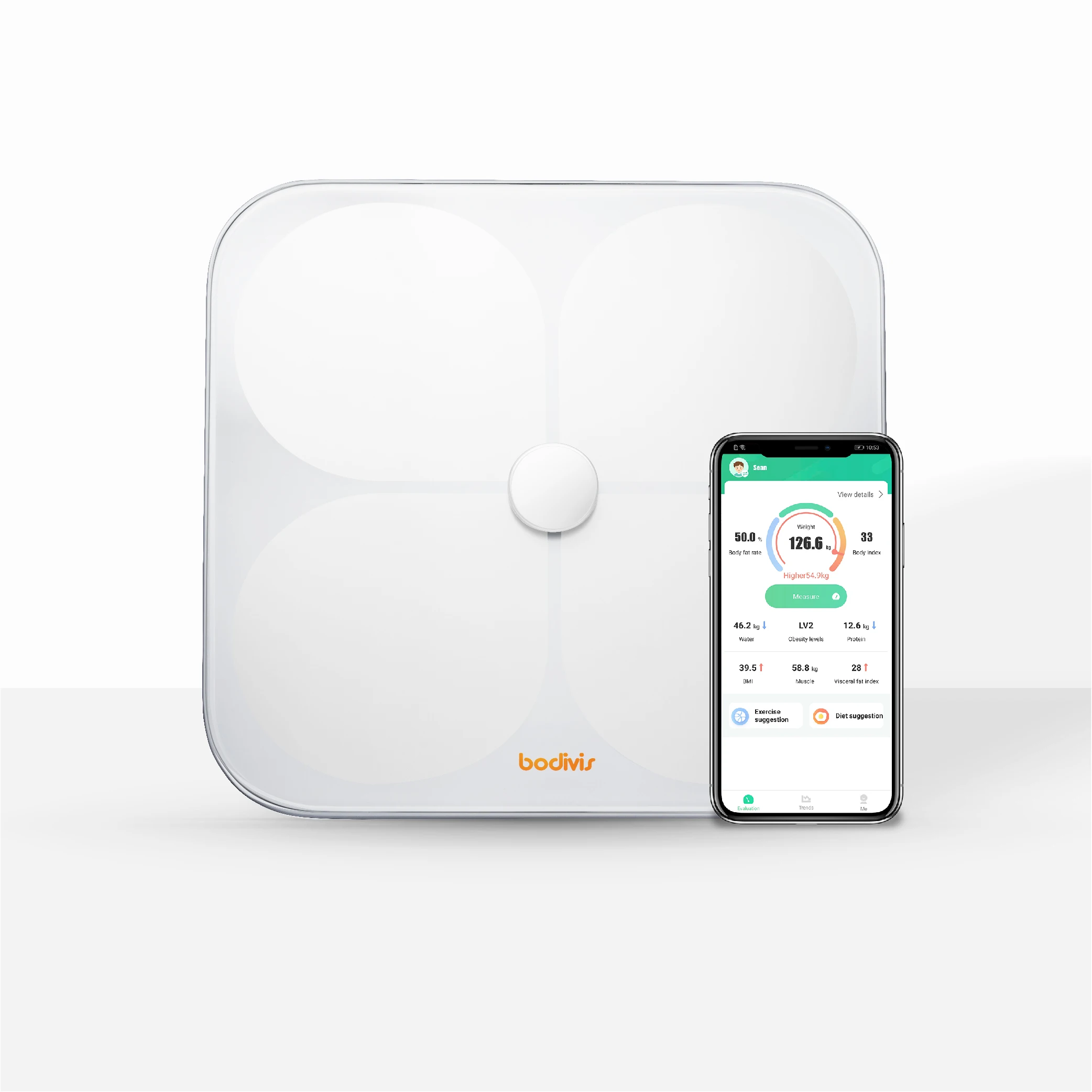 
bodivis bathroom weighing android Ios waterproof scale with body composition analysis function H1 