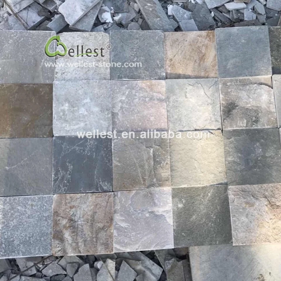 Outdoor paving stone oyster quartzite slate floor tile for swimming pool and driveway