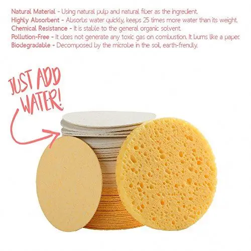 
100% Natural Compressed Cellulose Cosmetic Makeup Sponges 