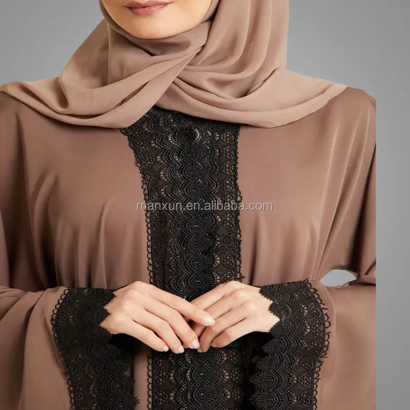 2017 Women Cardigan Dubai Muslim Overcoat Abaya Muslim Style Laced Open Front Abaya Islamic Kimono