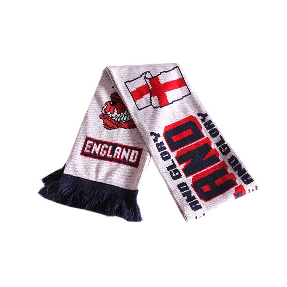 Wholesale acrylic England football sport custom woven scarf