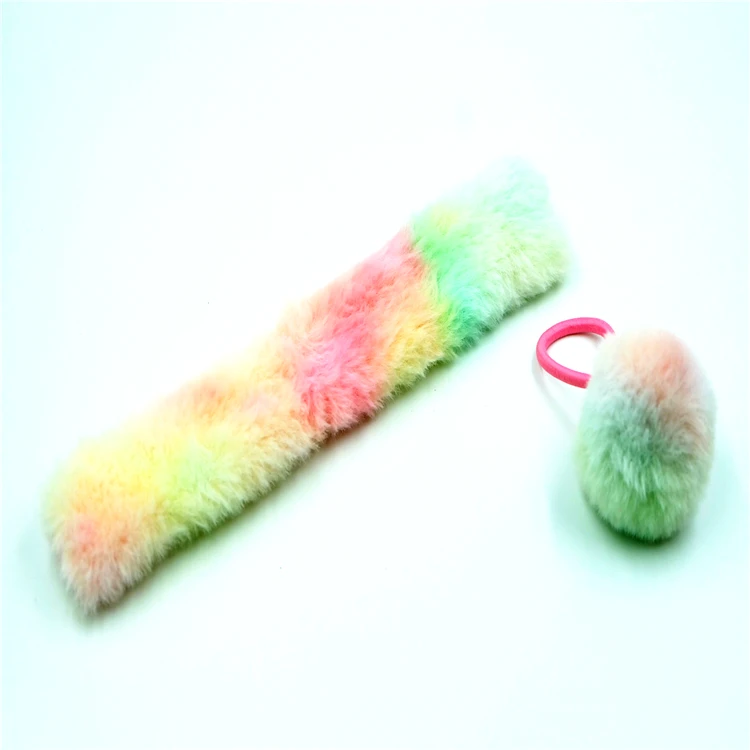 Plush ball, rubber band bracelet dual purpose slap on bracelet Crown plush ball slap  bracelet