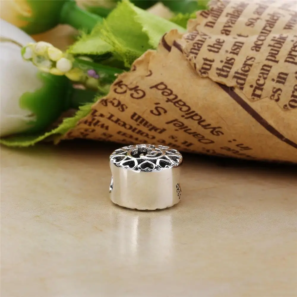 Slovehoony Simple Round Arabic Love Script Charms Beads Fit For Europe Snake Bracelet 925 Sterling Silver Heart Bead DIY Jewelry
