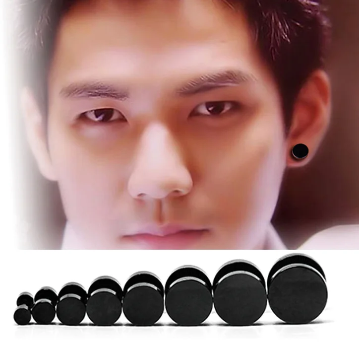 Round earrings double sides barbell ear stud men women fashion jewelry dumbbell earrings