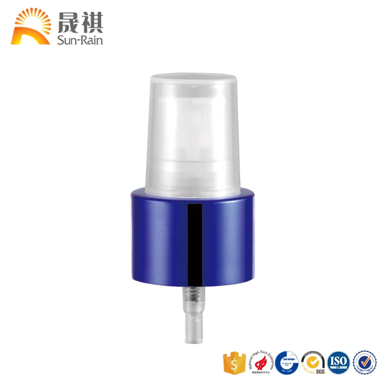 Professional free sample colorful cosmetic plastic and aluminum fine mist sprayer 20/410