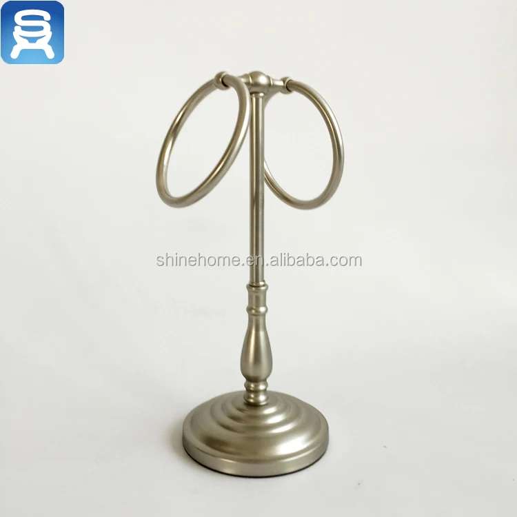 Hot sell bathroom accessory hardware metal hotel table standing towel rack towel holder black nickel plated antique style