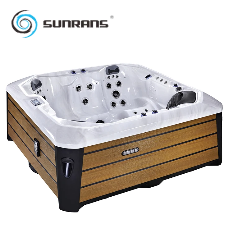 Sunrans 6 Person Whirlpool Massage Spa Bathtub Outdoor Acrylic Luxury Hot Tub For Backyard With Touchscreen Panel