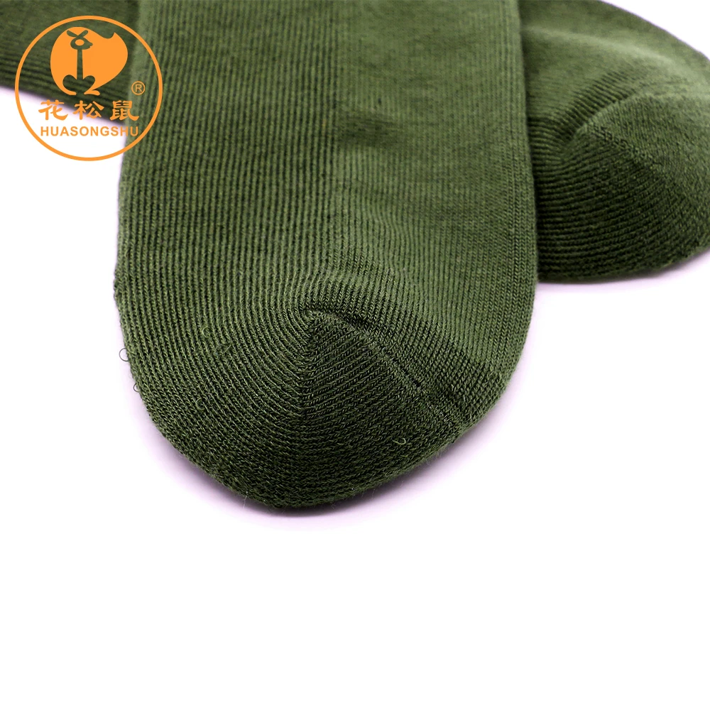 Wholesale knee high cotton green color army socks with terry cushion military socks