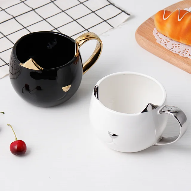 
Big Belly mugs office cup Tea cup milk mug Ceramic gold handle 3d cat mug coffee cup 