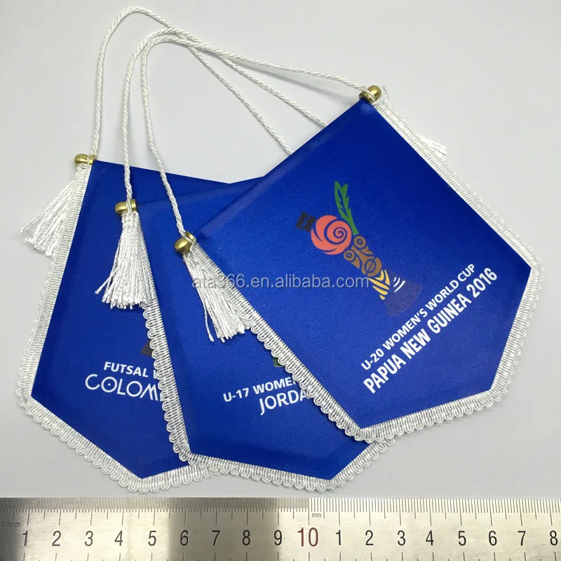 Custom Sublimation Football Pennant  mini Soccer Team Pennant Flag Metal Plastic Stick Pennant Sportswear