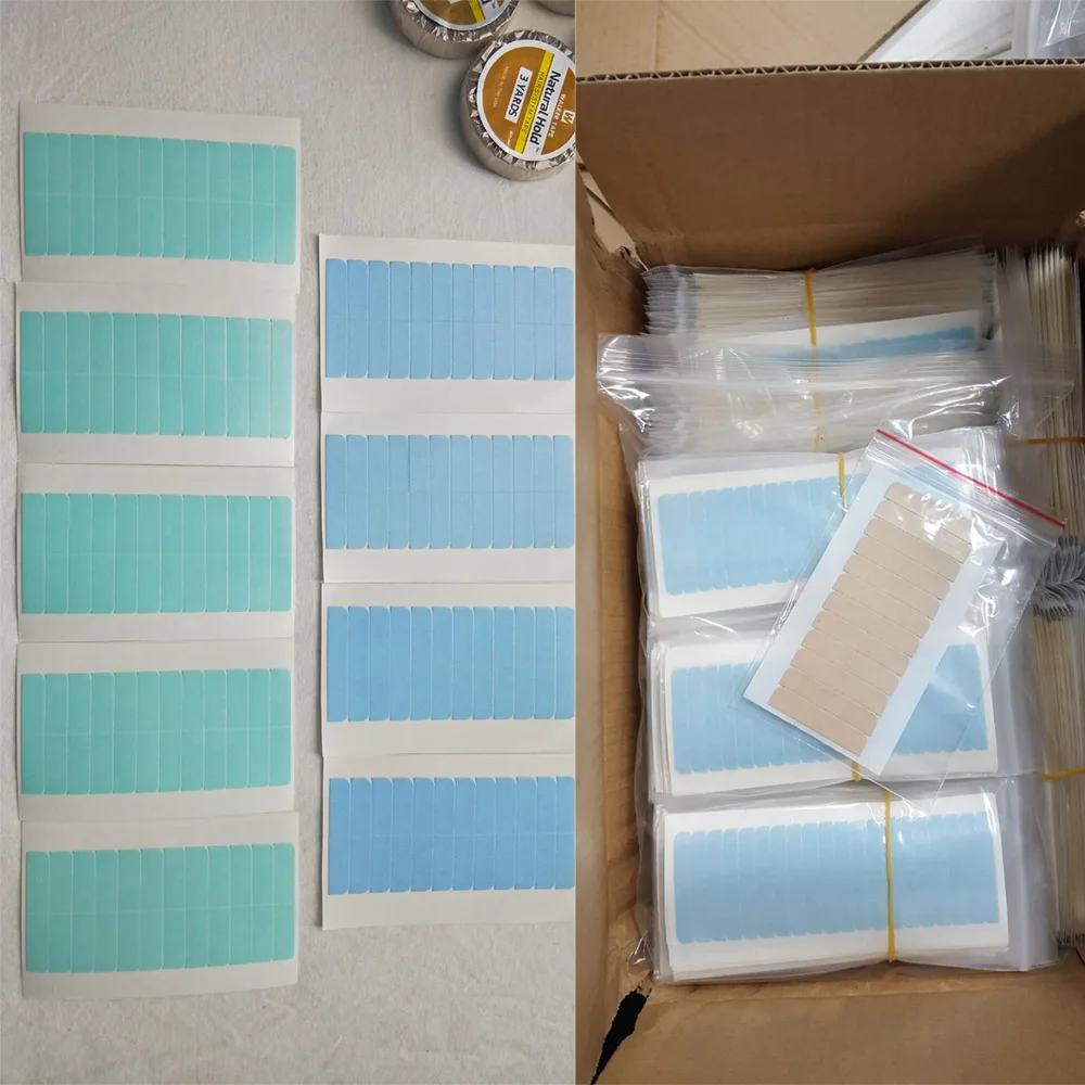 Blue pu glue adhesive double sided tape health & medical packing tapes for tape in hair extensions and wigs