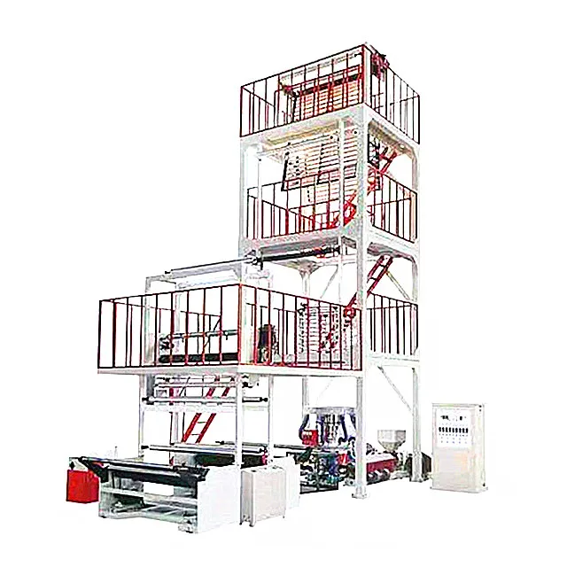 2 layers co-extrusion blown PE film extruder with itrile rubber rewinding machine and 38CrMoAl nitride screw