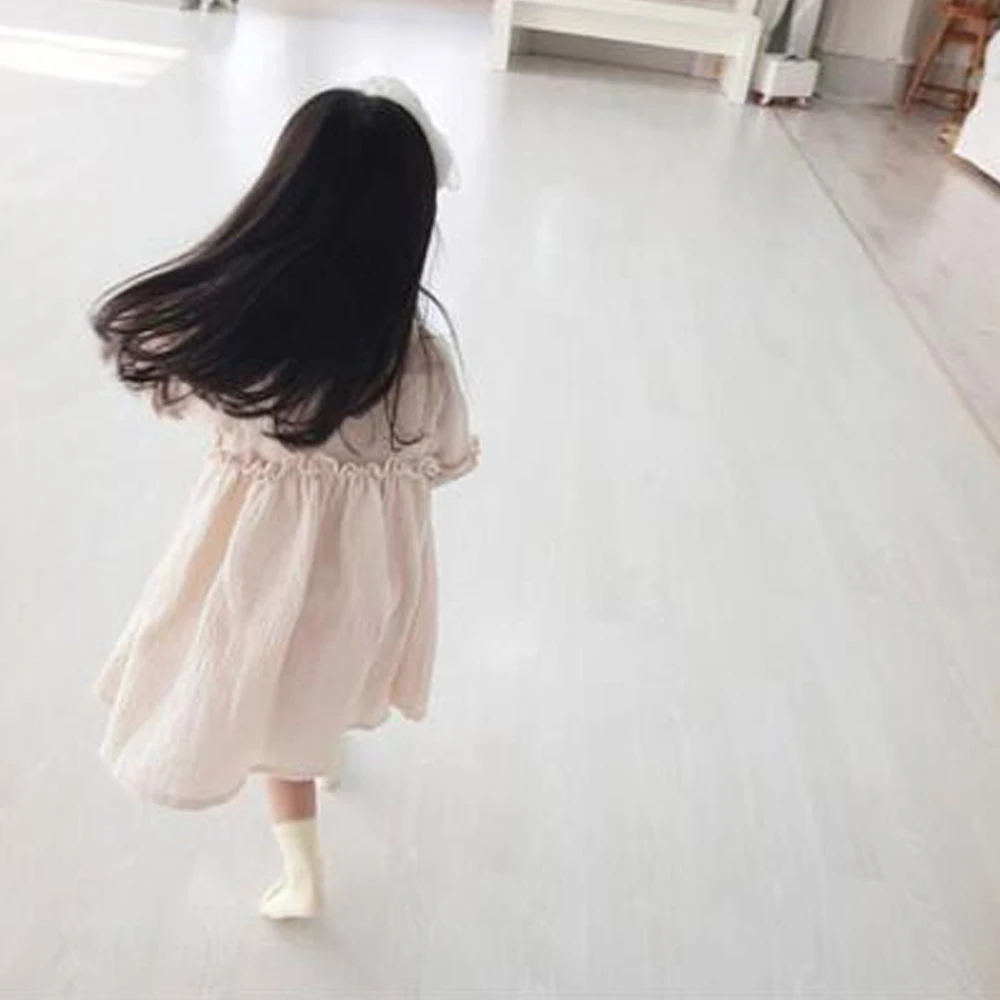 2018 fashion wholesale boutique kids clothes long sleeve soft linen cotton girls dress