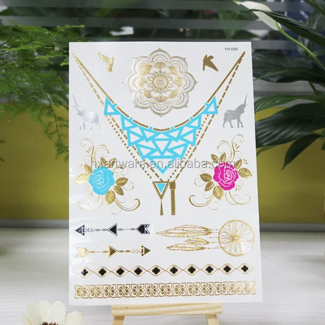 Water transfer tattoo flash gold and silver flash tattoo