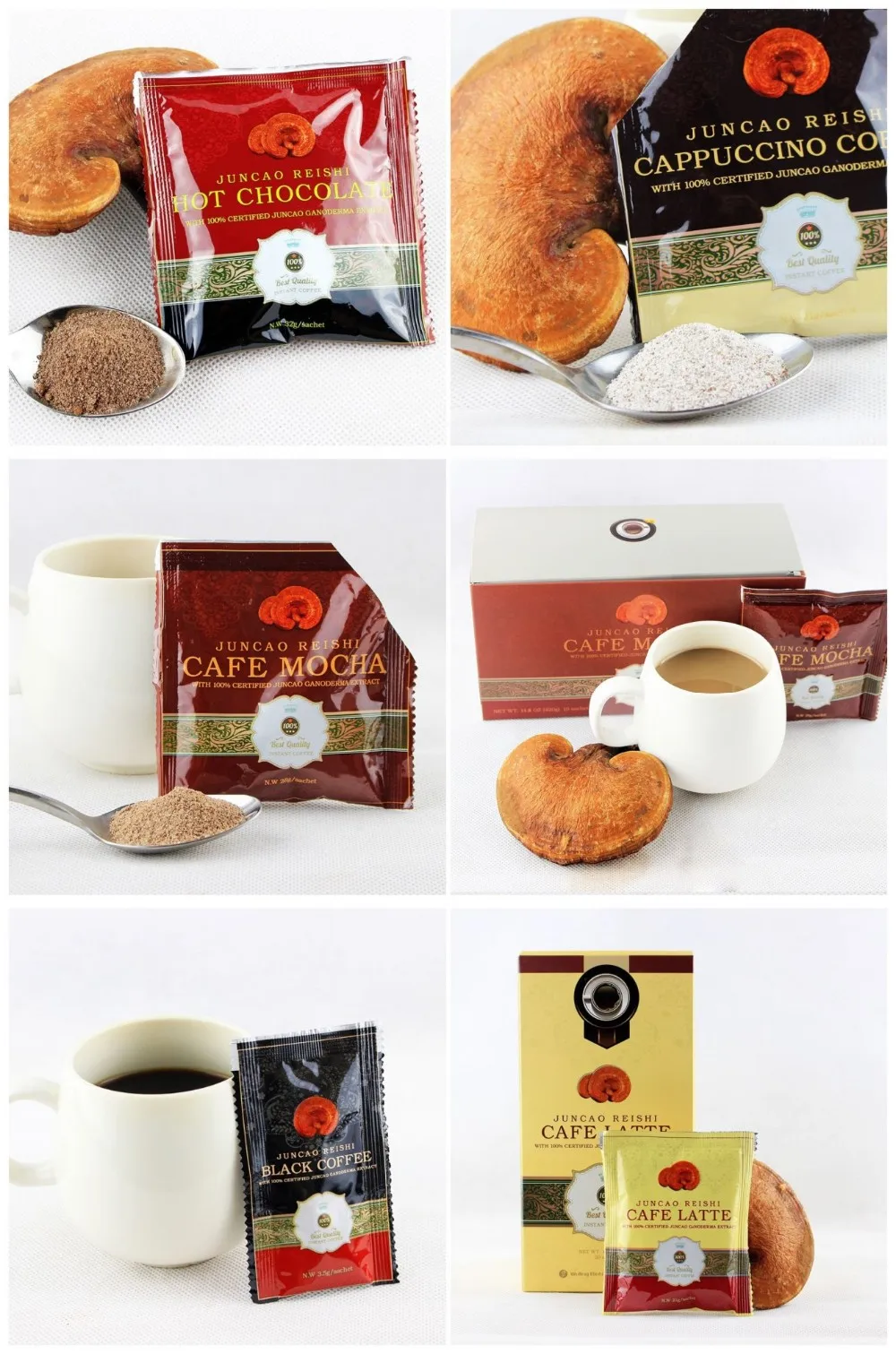 Здоровый мгновенный черный кофе ganoderma lucidum органический экстракт lingzhi reishi мгновенный кофе