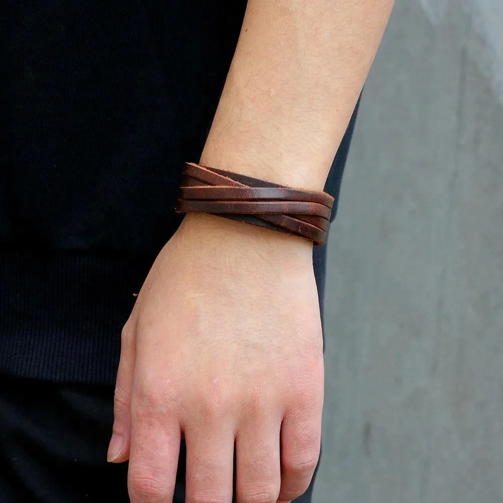 Punk cowhide bracelet Wide leather bracelet Fashion bracelet