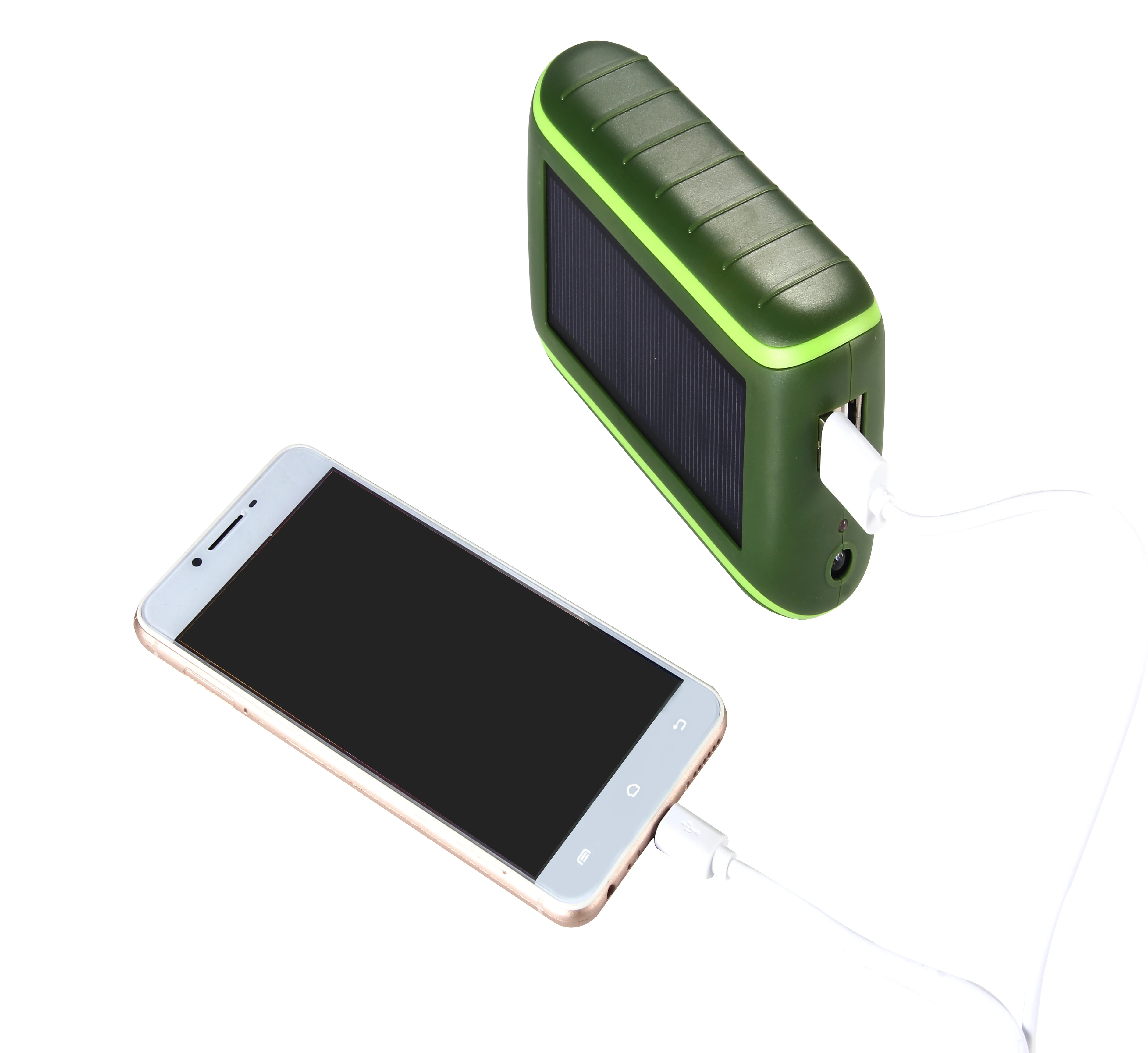 Universal LED Flashlight  Portable Mini Waterproof Mobile Solar Power Bank 8000mah solar charger with Carabiner