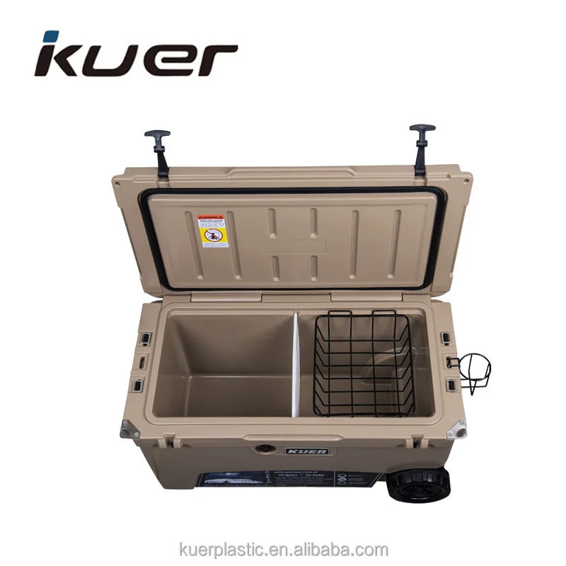 70QT long time outdoor fishing use roto-mold cooler box with wheel