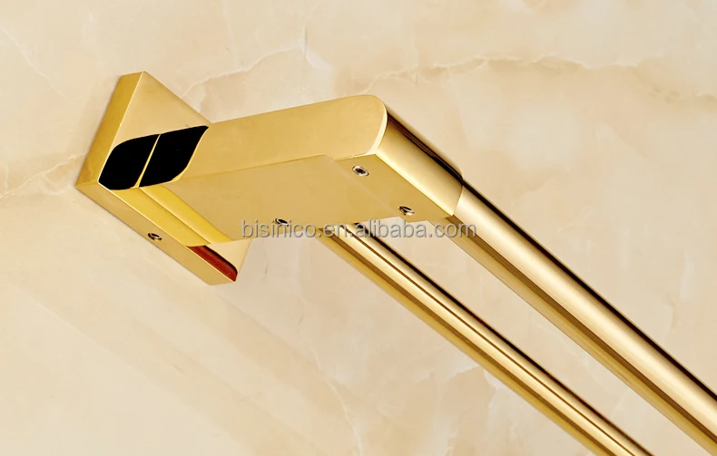 European Luxury Copper Towel Bar, Dual Gold Plated Brass Towel Bar, Bathroom Metal Accessories