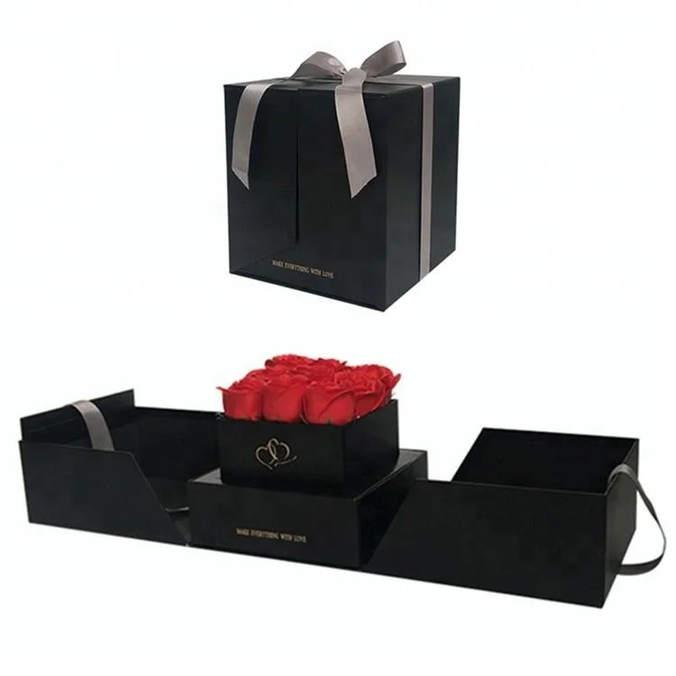 Custom printing design cardboard gift flower box packaging for rose flowers