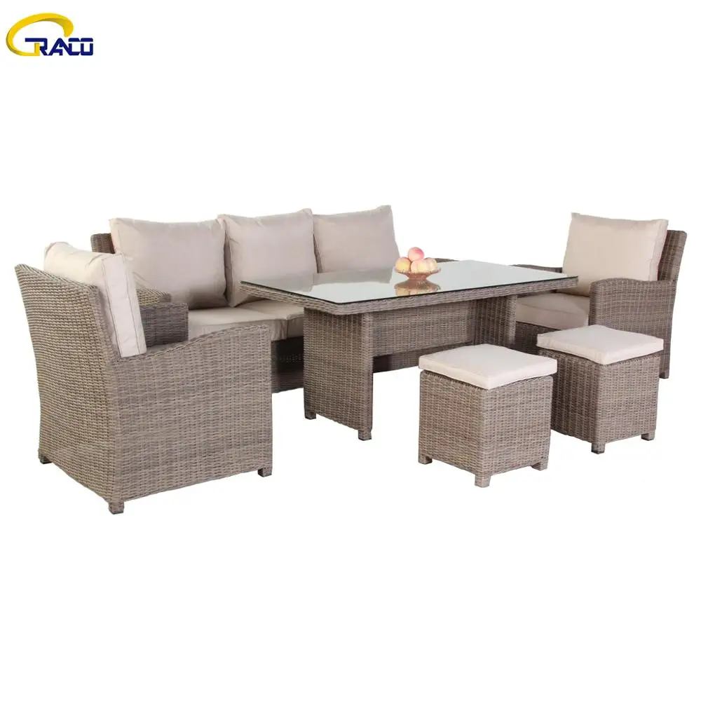 China factory garden patio wicker sofa set luxury outdoor furniture