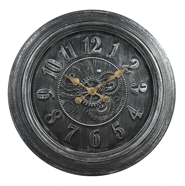 
Bar Hotel 24 inch oversize clock manufacturer oem antique promotional plastic quartz wall unique Retro decorated gear wall clock 