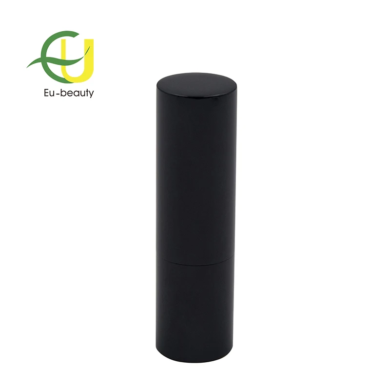 
High-grade black cylinder magnet metal lipstick tube lip balm container 