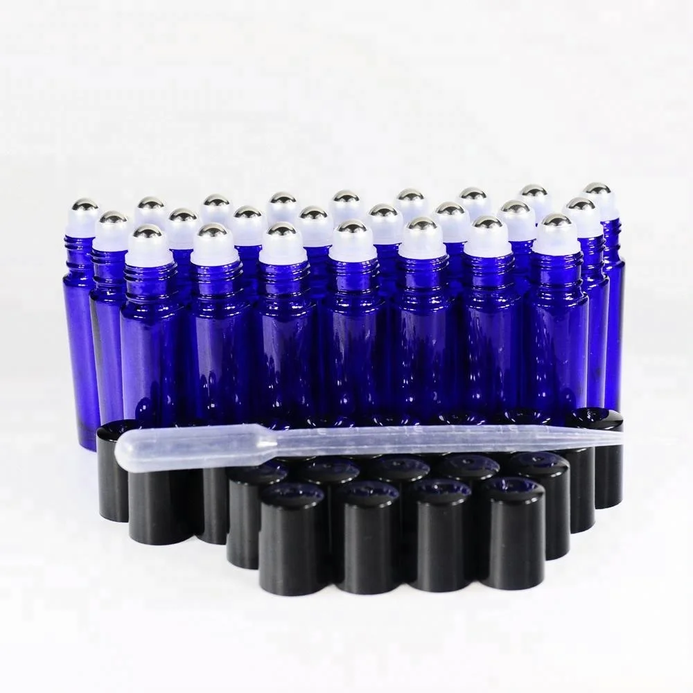 10ml essential oil roller on blue glass bottles