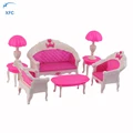 XFC Cartoon Girl Kids Toys Dollhouse Doll Vintage Sofa Chair Couch Desk Lamp Furniture Set Disassembled