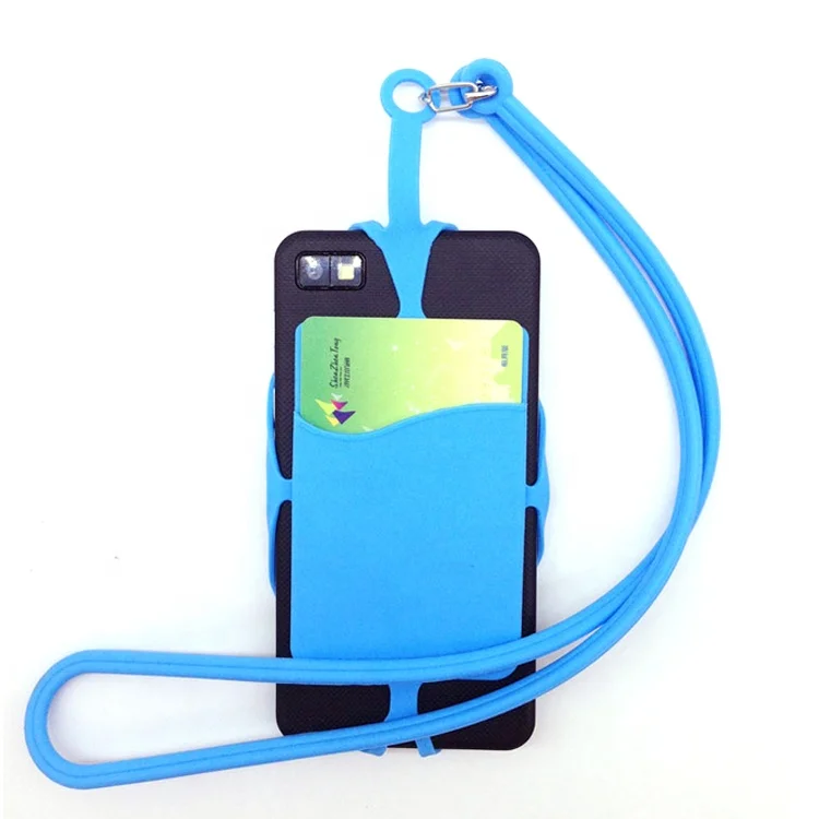 Guangdong elastic silicone rubber lanyard cell phone holder with card holder