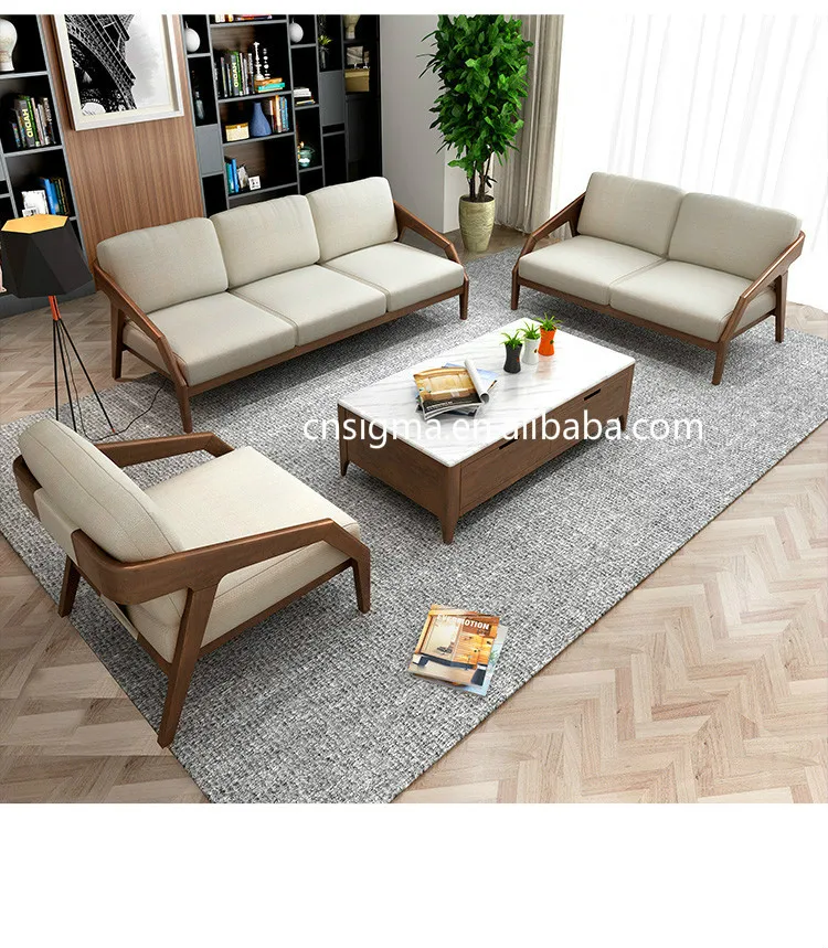simple design durable living room furniture classic wood sofa