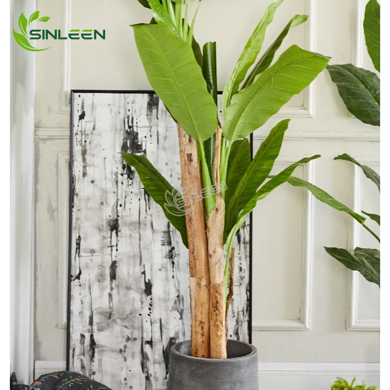 Indoor Decoration Plant Wooden Office Decorative Artificial Banana Tree