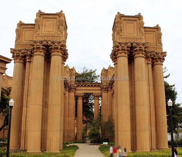 
Decorative stone pillars sandstone roman columns for garden 