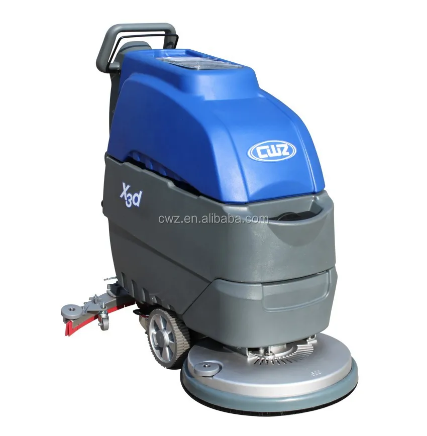 Small walk behind battery powered floor dry cleaning machine