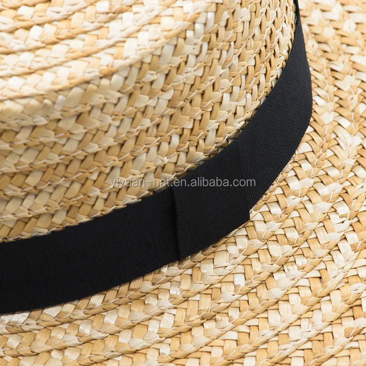
2020 new style summer fashion wheat straw hat straw boater hat with black band 