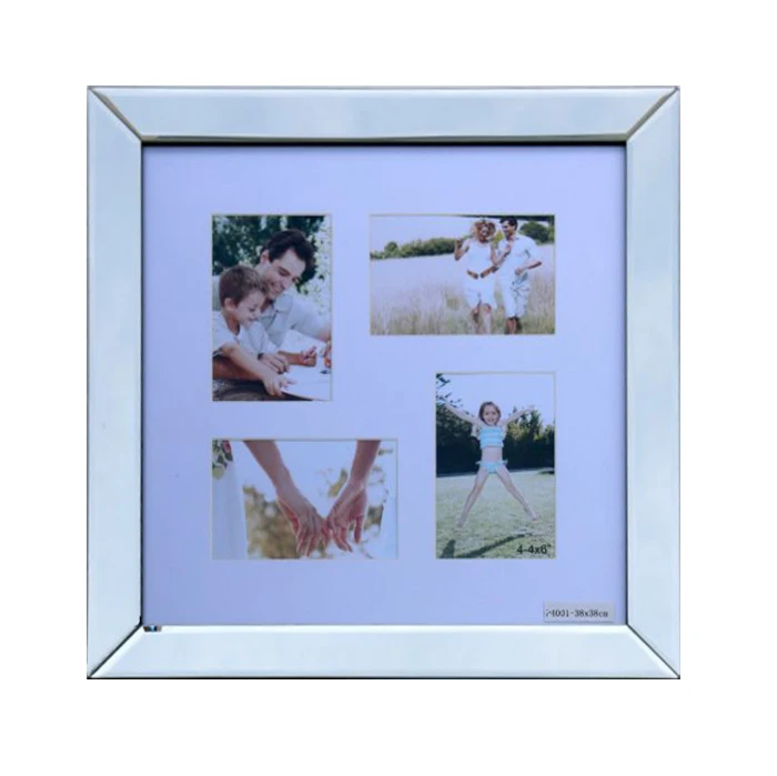2x2 is total 4 photo picture frame with bevel mirror glass for lovers and family picture frame