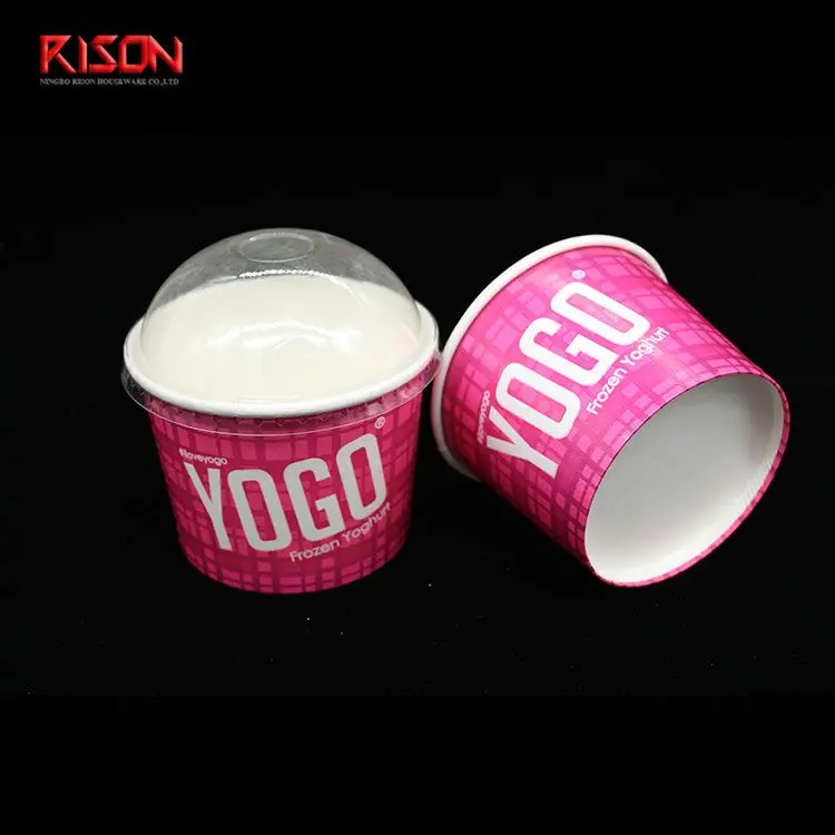 
Eco Friendly Disposable Take Away Food Bowl Biodegradable Paper Yogurt Tub Ice Cream Cup with Lid 
