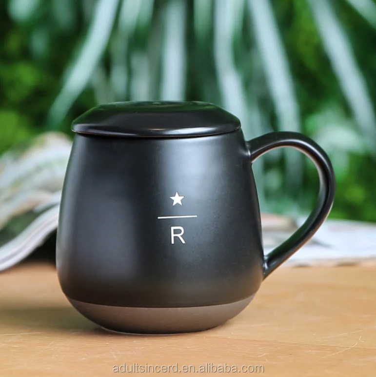 Популярные Новые Креативные подарочные кружки с крышкой, большая емкость, черная стеклянная кофейная чашка, Пользовательский логотип, керамическая чашка