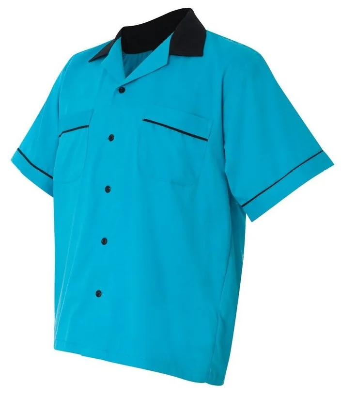 Custom Mens Work Rockabilly Style Cotton Short Sleeve Bowling Shirts