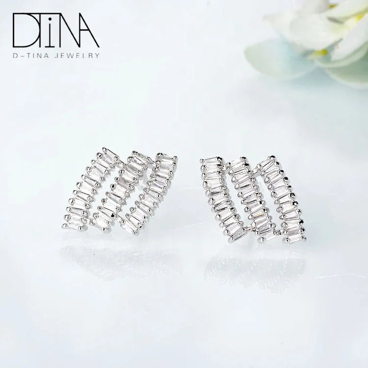 DTINA Nothing Design White Gold Plated Tops Earrings For Girls