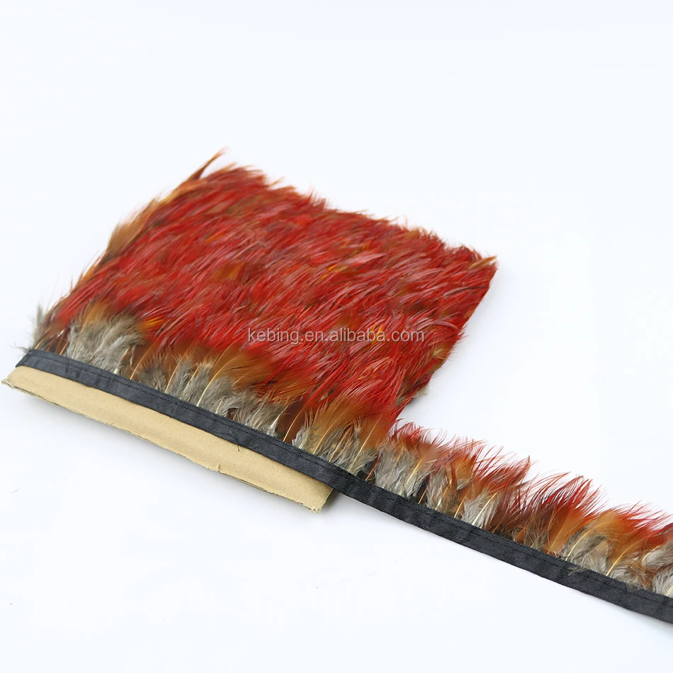New arrival plume trim wholesale bulk dyed red pheasant feather fringe