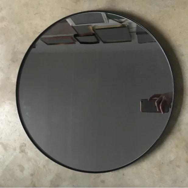 Black metal frame round colored mirror wall hanging mirror miroir circulaire dexoracion de espejo